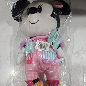 Plush Minnie Mouse Dress And Play Pink Polka Dot Overalls Soft Kids Toy